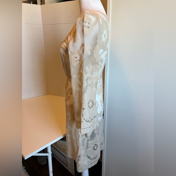 Free People Lace Zip Cream/Pink Coverup, Size XS - Picture 5 of 8